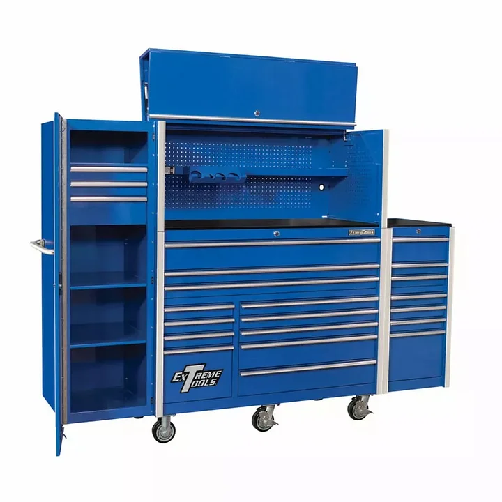 EXTREME TOOLS RX SERIES 55 12-DRAWER ROLLER WITH HUTCH AND SIDE BOXES