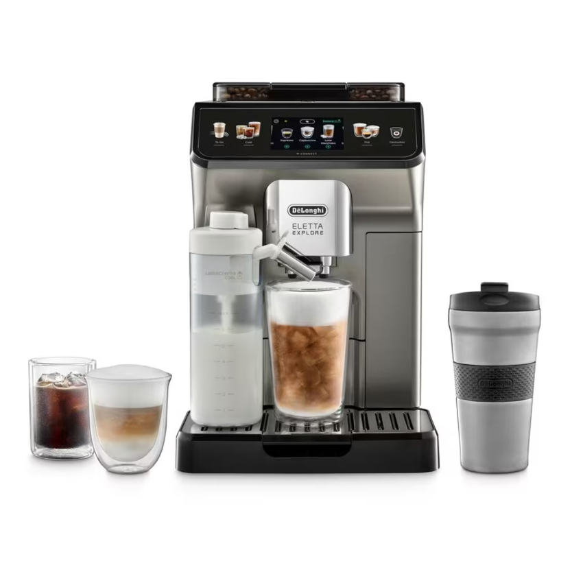 DeLonghi Eletta Explore Bean to Cup Coffee Machine with Cold Brew Technology - Titanium