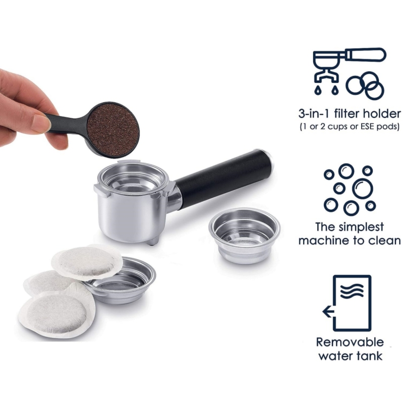 De'Longhi EC685W Dedica DeLuxe Pump Espresso Machine with Premium Adjustable Frothing Wand, in matte white