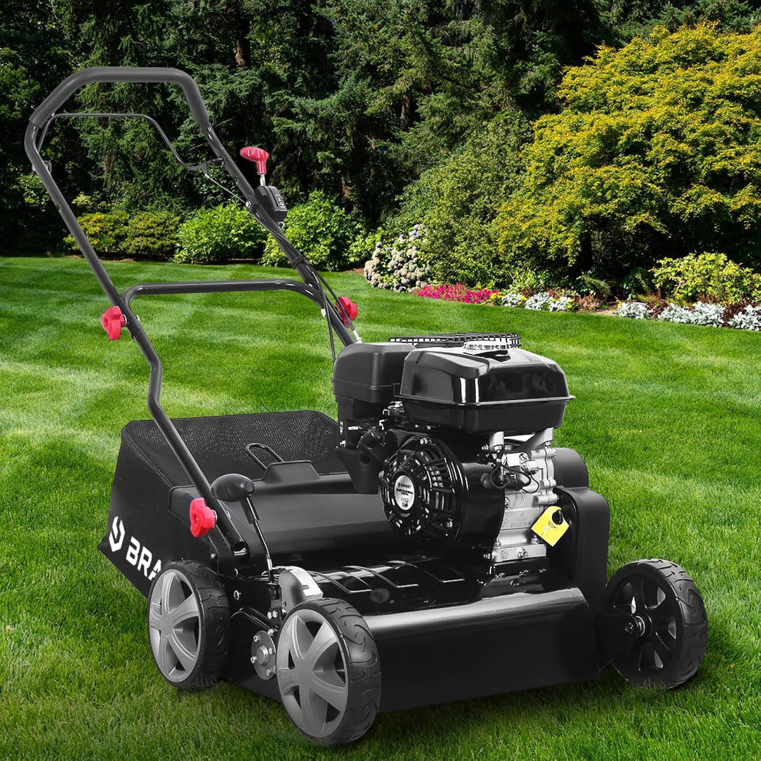 BRAST® BRB-RV-45212 Scarifier Petrol 4.5 kW (6.12 HP) 4-Stroke Engine 212 cc 40-45 cm Working Width TÜV Tested 50 L Collection Basket Many Models for Small to Very Large Lawns