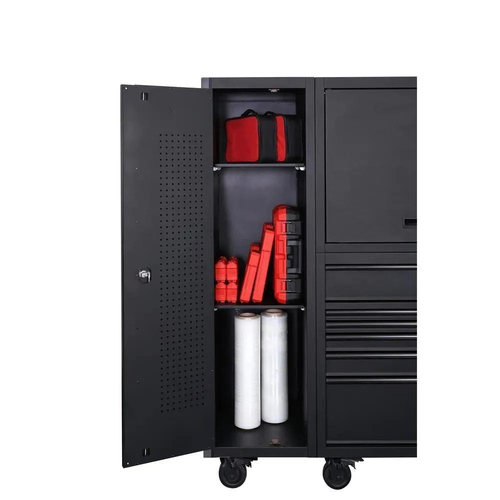 80 in. W 10-Drawer, Deep Combination Tool Chest and Rolling Cabinet Set in Matte Black (3-Piece)