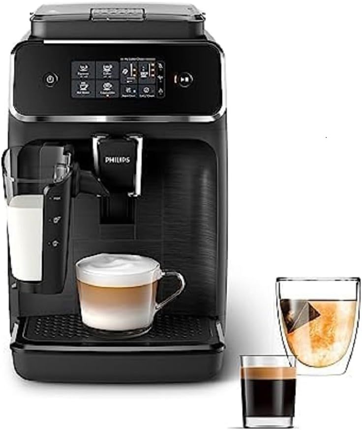 Philips 2200 Series fully automatic espresso machine - LatteGo milk frother, 3 coffee varieties, intuitive touch display, black, (EP2230/14)