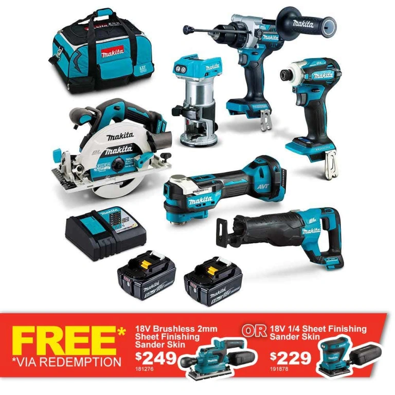 MAKITA 18V Brushless 6-Piece Set 2 x 5.0Ah Combo Kit DLX6120TX1