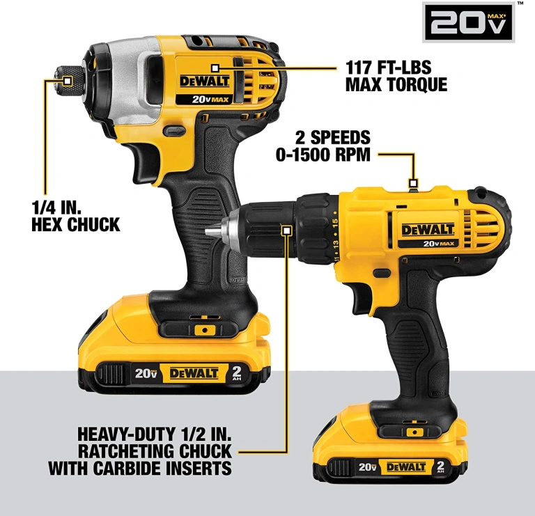 DEWALT 20V Max Cordless Drill Combo Kit, 10-Piece Tool (DCK1020D2)
