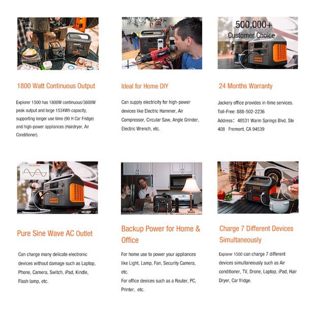 🔥🔥Jackery 1800 Watts Continuous/3600W Peak Output Portable Solar Generator SG1500 with 4 Solar Panels