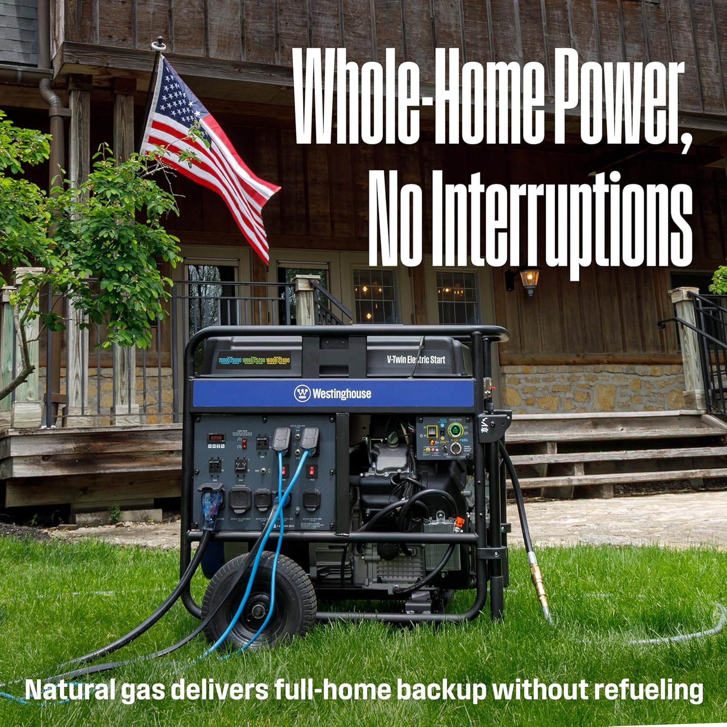 Westinghouse 28000 Peak Watt Tri-Fuel Home Backup Portable Generator, Remote Electric Start, Transfer Switch Ready, Gas, Propane, and Natural Gas Powered