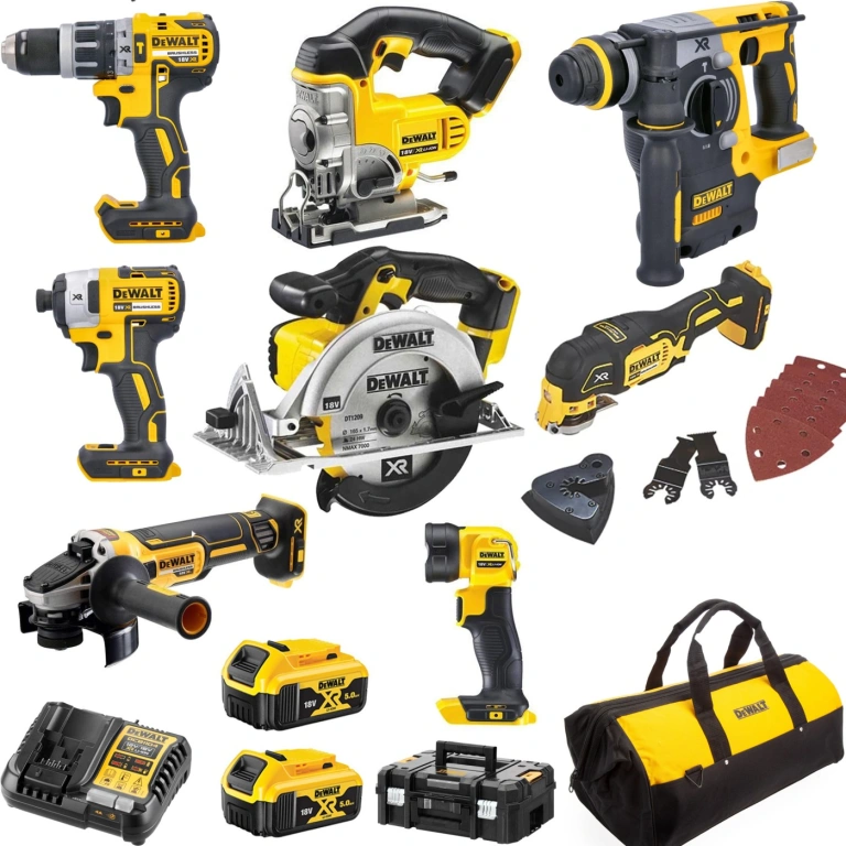 DEWALT DEWKIT8E POWER TOOL KIT 2-18V-5AH LITHIUM BATTERIES 8PCE