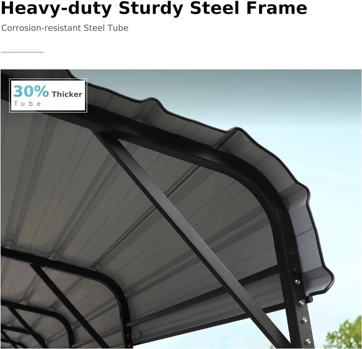 20' x 20' Outdoor Carport Metal Carport with Galvanized Steel Roof With Sidewall