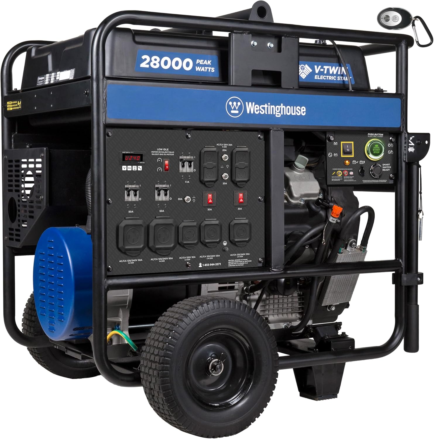 Westinghouse 28000 Peak Watt Tri-Fuel Home Backup Portable Generator, Remote Electric Start, Transfer Switch Ready, Gas, Propane, and Natural Gas Powered