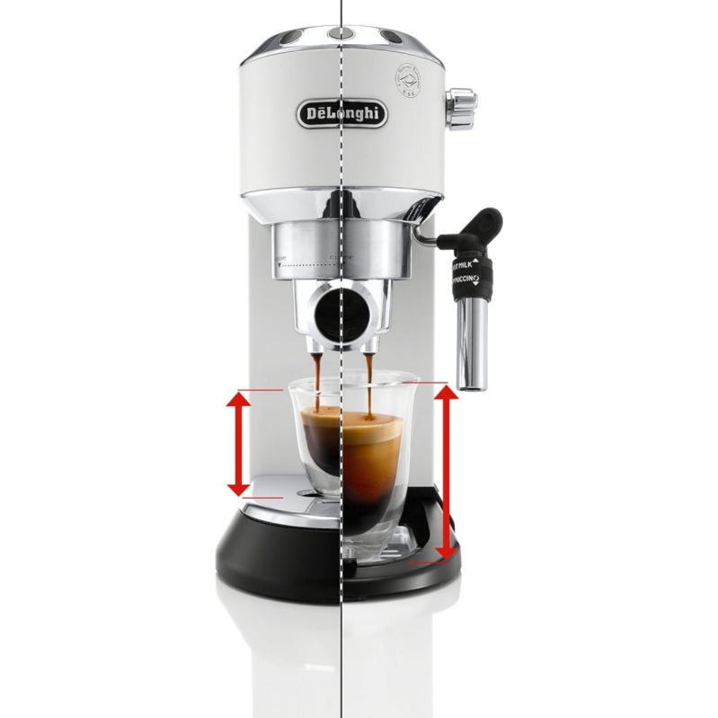 De'Longhi EC685W Dedica DeLuxe Pump Espresso Machine with Premium Adjustable Frothing Wand, in matte white