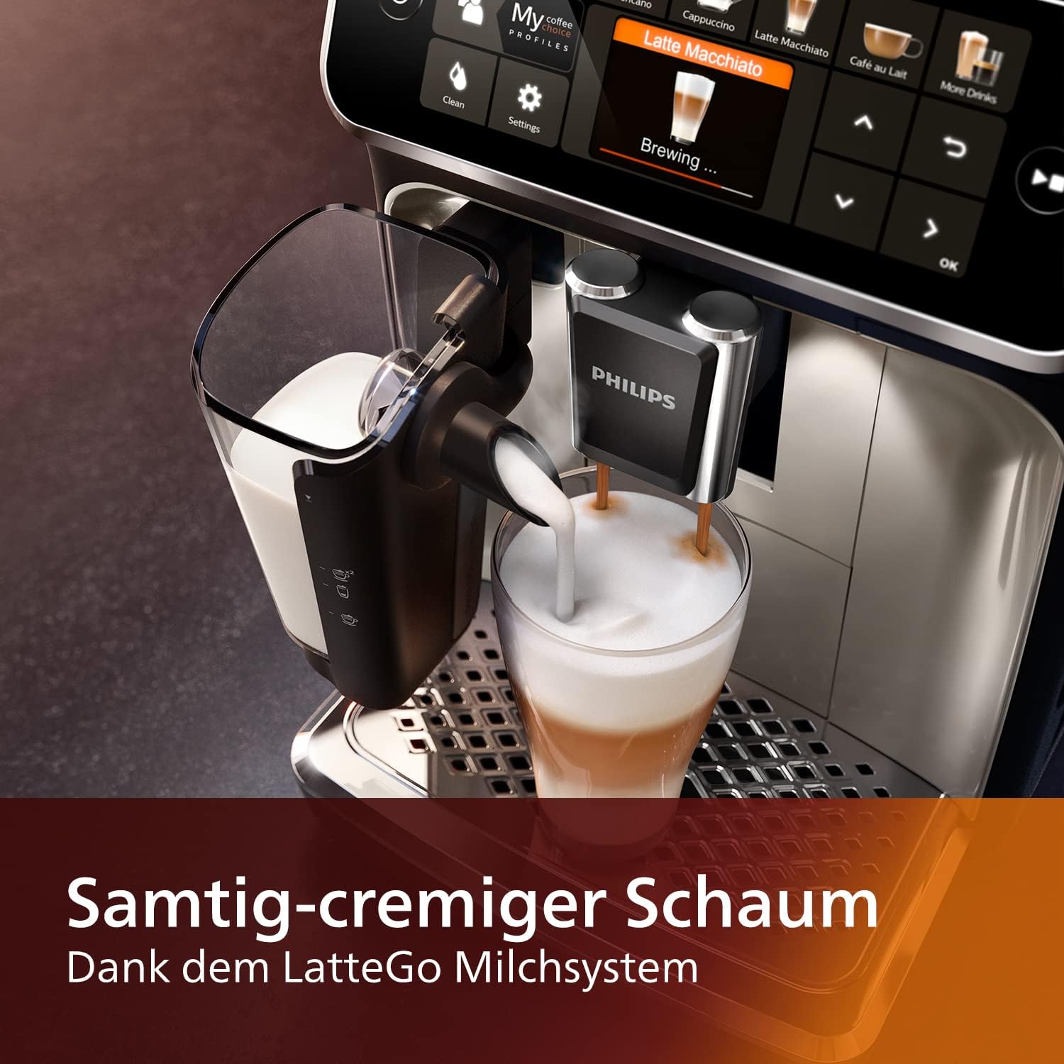 Philips Series 5400 Kaffeevollautomat – LatteGo Milchsystem, 12 Kaffeespezialitäten, Intuitives Display, 4 Benutzerprofile, Chrom