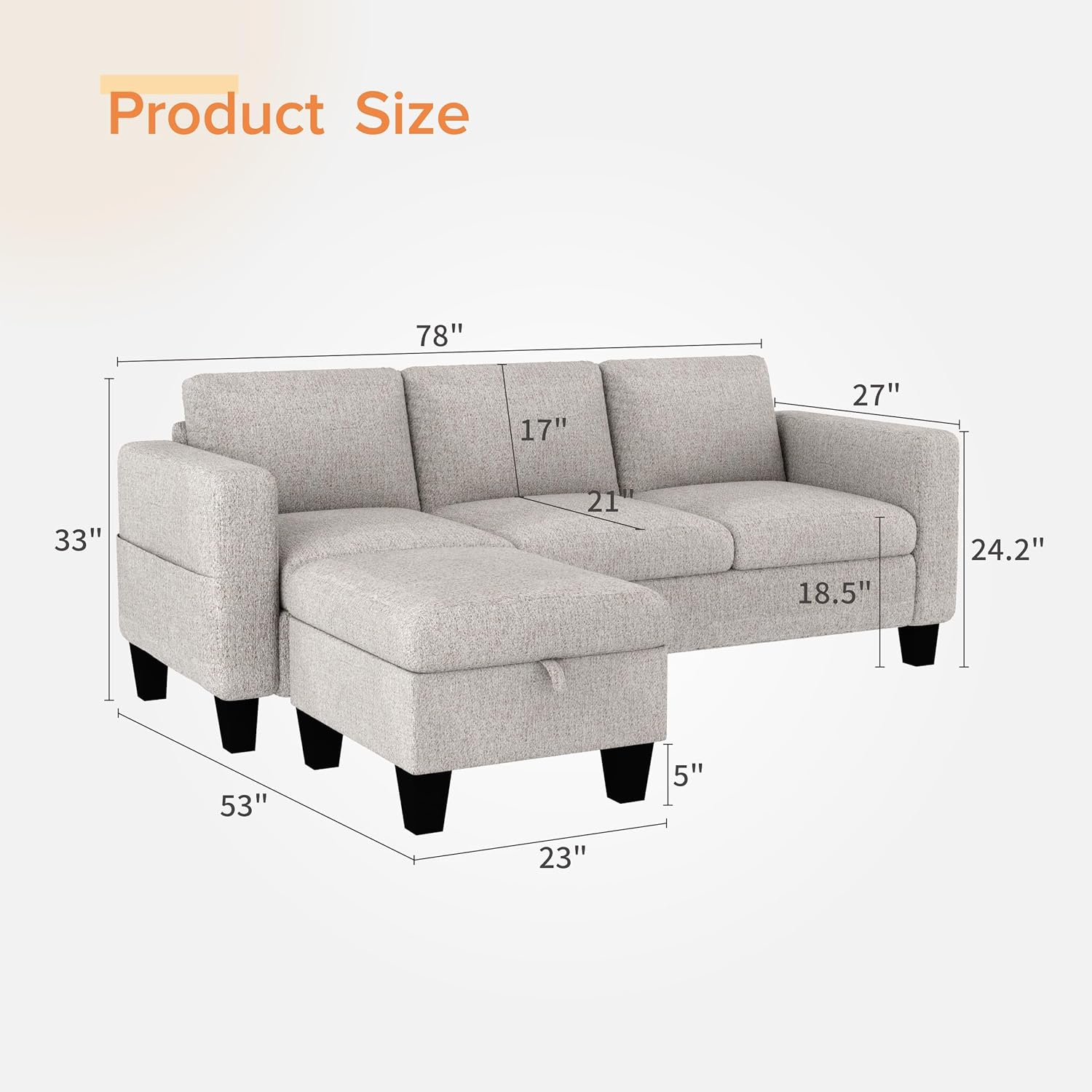 ZeeFu Convertible Sectional Sofa Couch