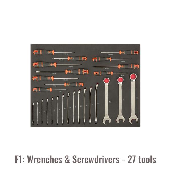 BAHCO 1470K6BKFFSDR 26 Heavy Duty Trolley with Tools,198 Piece Kit