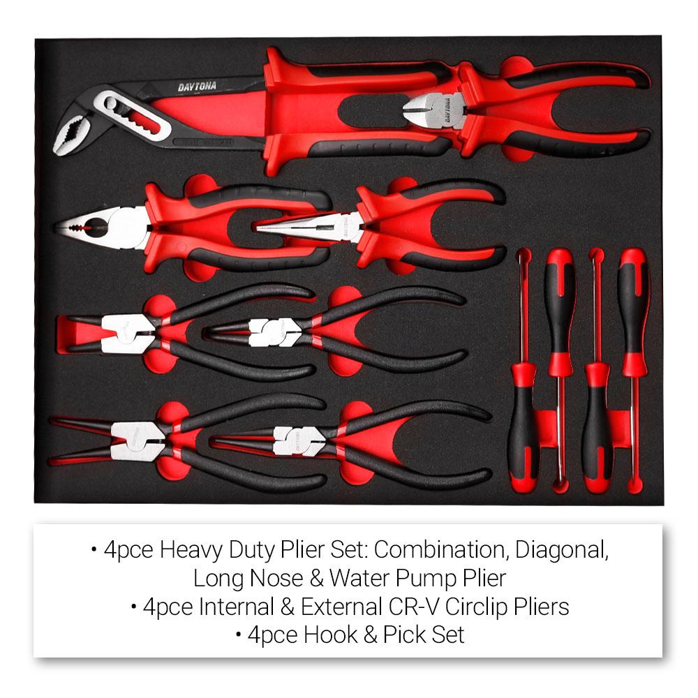 Daytona 655 Piece Mechanical Tool Set with 43 12 Drawer Red Roller Cabinet