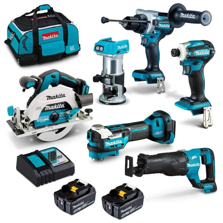 MAKITA 18V Brushless 6-Piece Set 2 x 5.0Ah Combo Kit DLX6120TX1