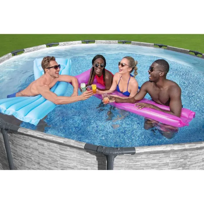 Kit Piscine hors sol tubulaire BESTWAY Steel Pro Max™ - 427 x 122 cm - Ronde (Livrée avec pompe de filtration, échelle + bâche)