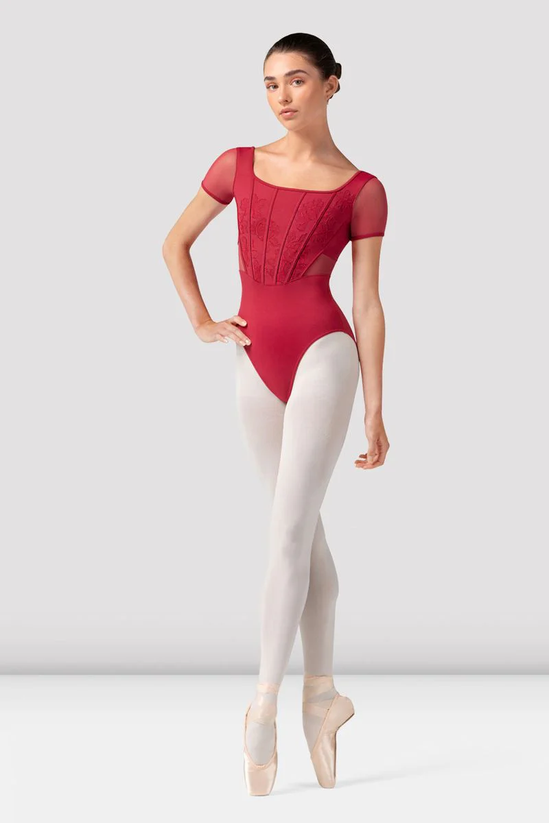 Ladies Olivia Floral Cap Sleeve Leotard