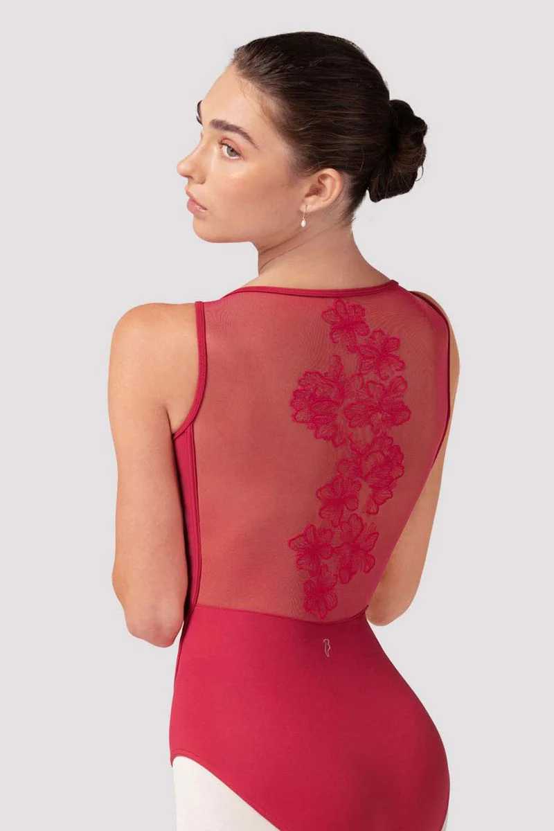 Ladies Emma Floral Boat Neck Leotard