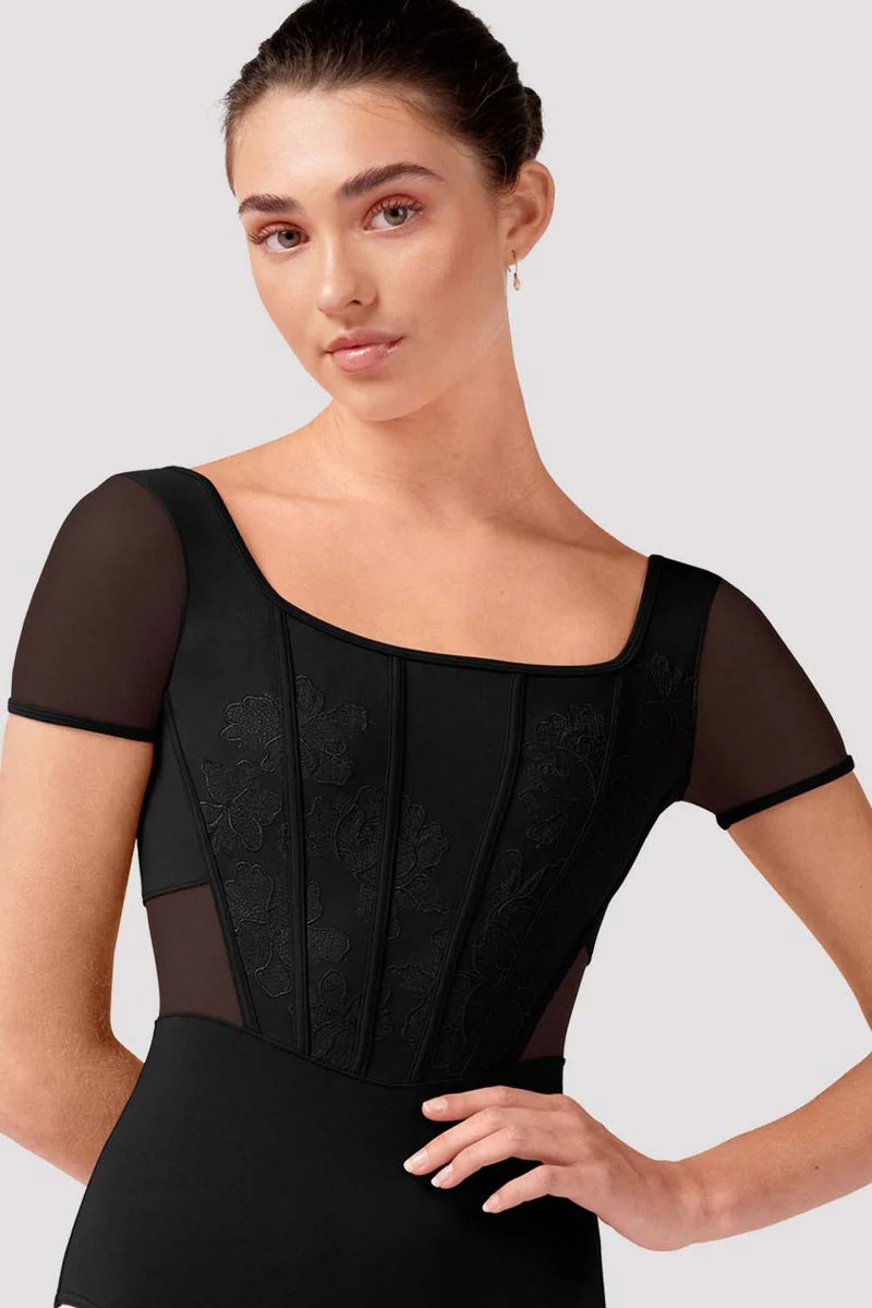 Ladies Olivia Floral Cap Sleeve Leotard