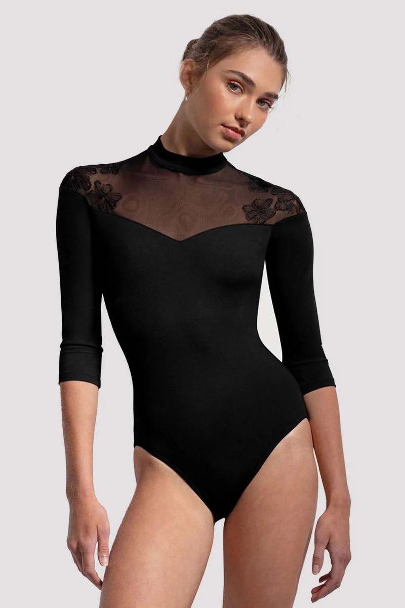 Ladies Calista Floral 3/4 Sleeve Leotard