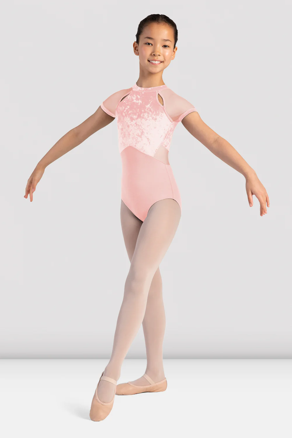 Girls Sasha Velvet Mock Neck Leotard