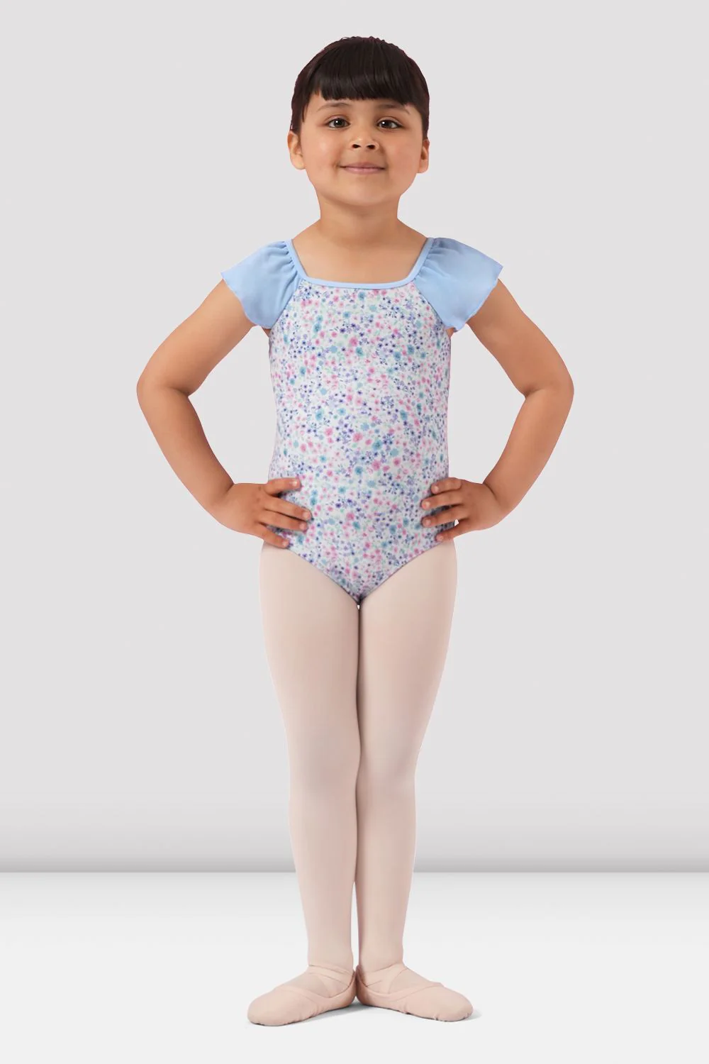 Girls Mirella Ditsy Floral Frill Sleeve Leotard