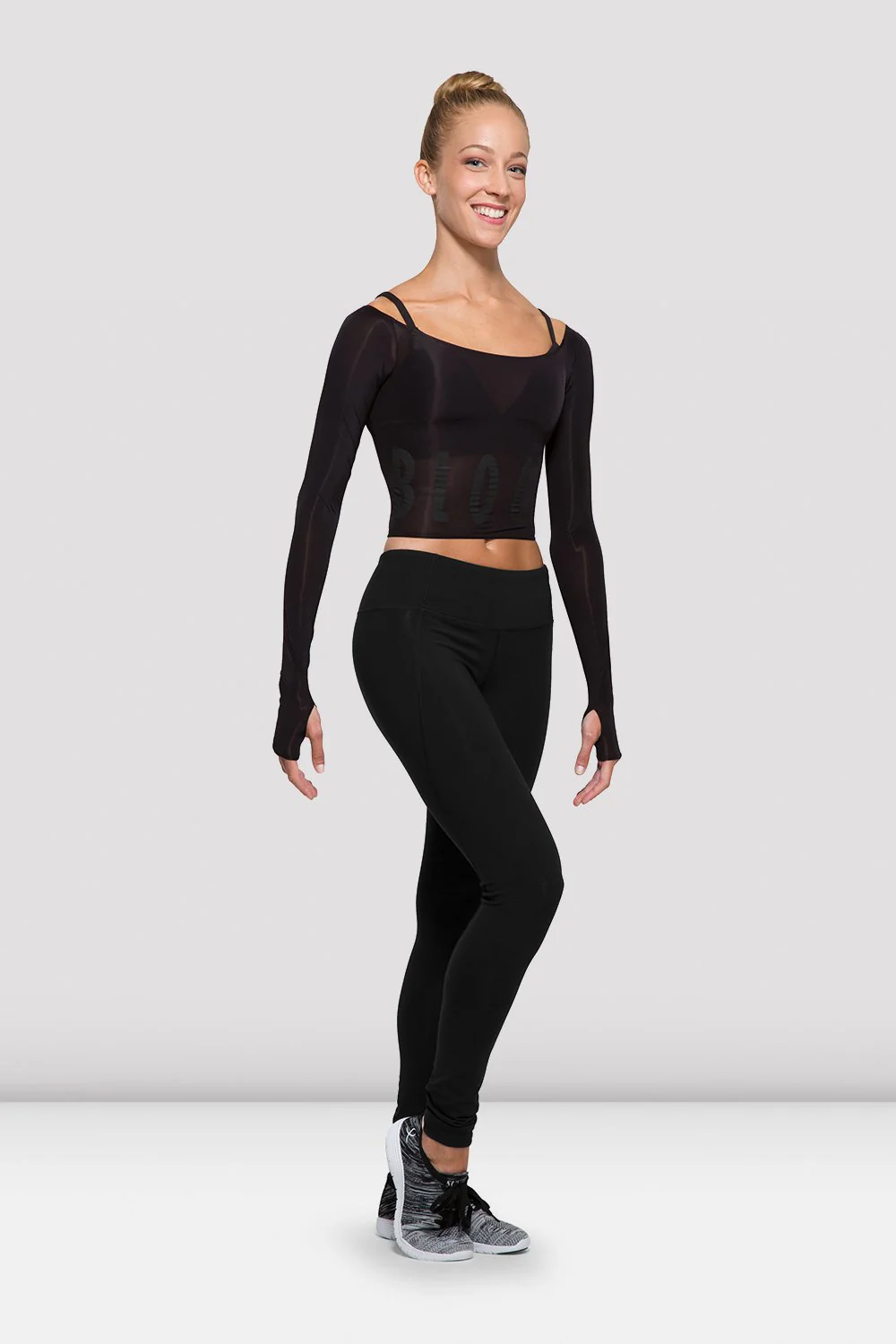 Ladies Bloch Logo Long Sleeve Crop Top