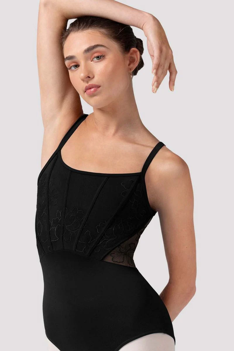 Ladies Mia Floral Mesh Back Leotard