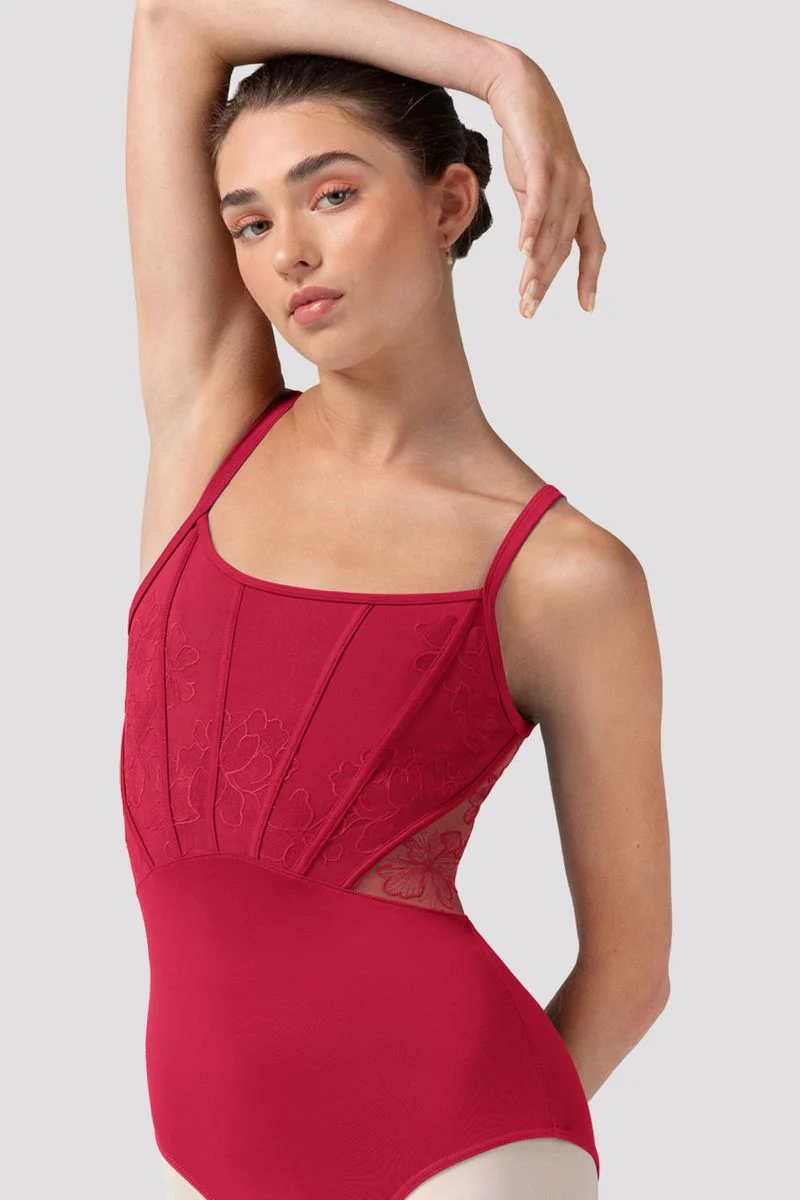 Ladies Mia Floral Mesh Back Leotard
