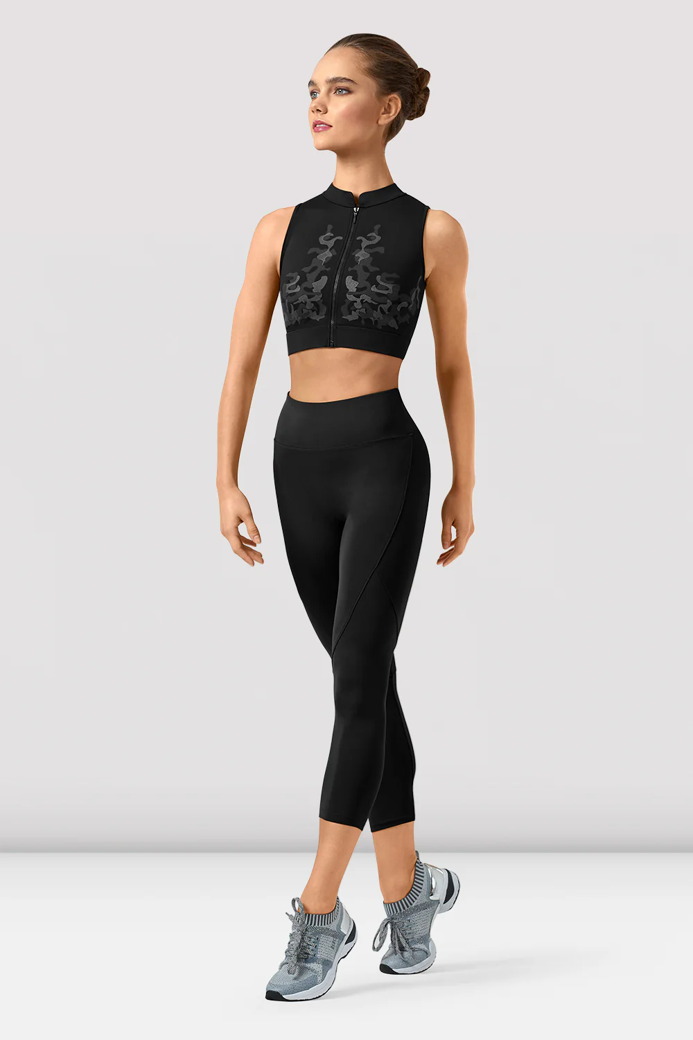 Ladies Rayna Mirage Print Zipper Crop Top
