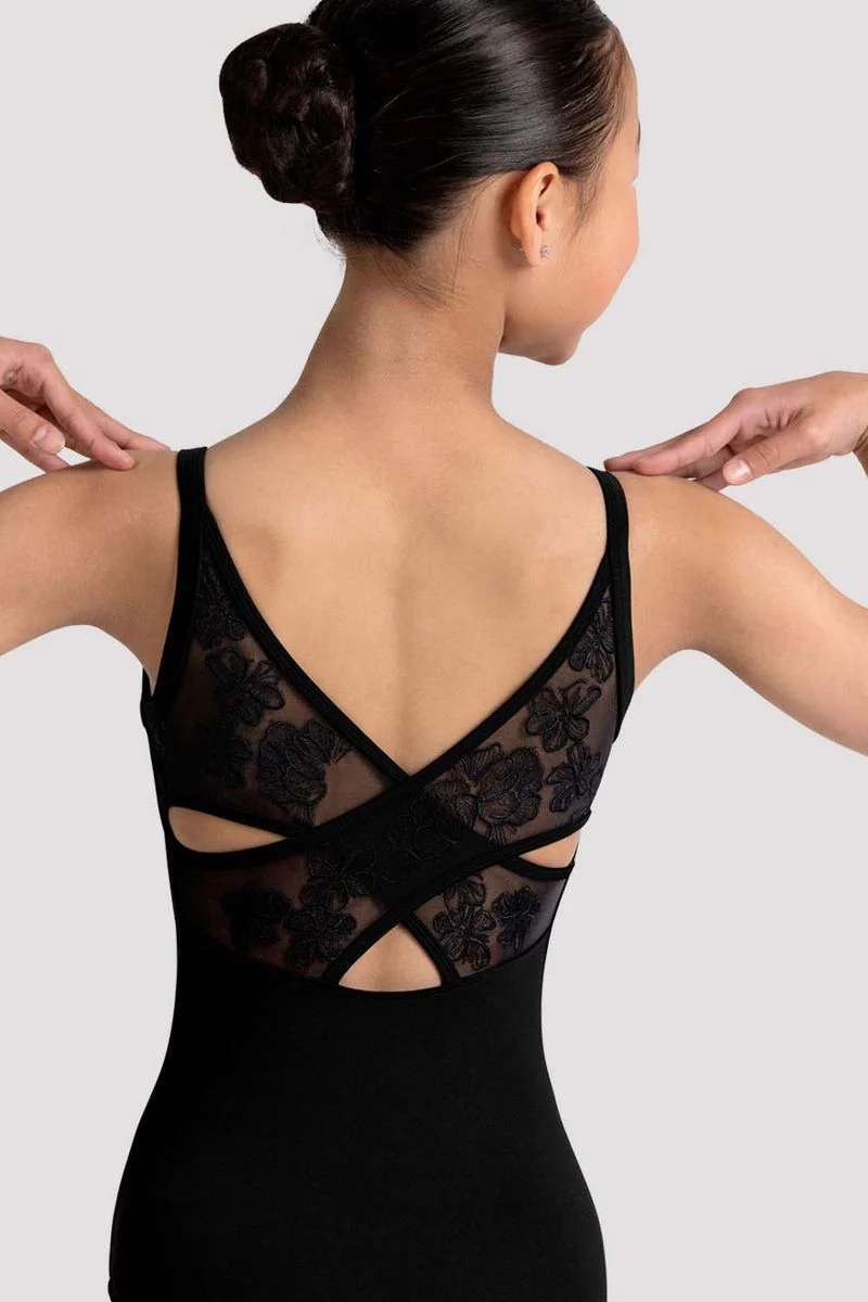 Girls Jazz Floral Cross Back Leotard