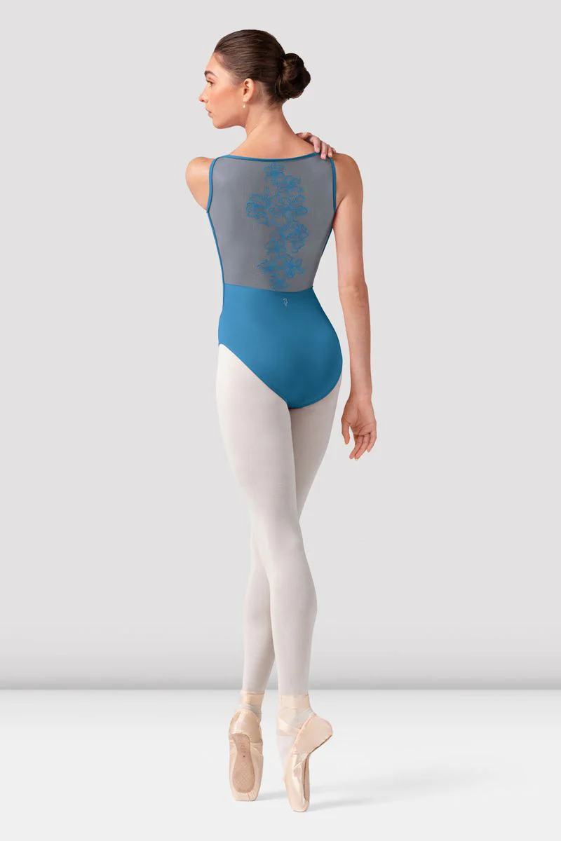 Ladies Emma Floral Boat Neck Leotard