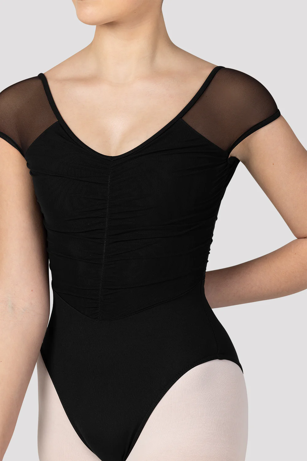 Ladies Flavia Ruched Bodice Cap Sleeve Leotard