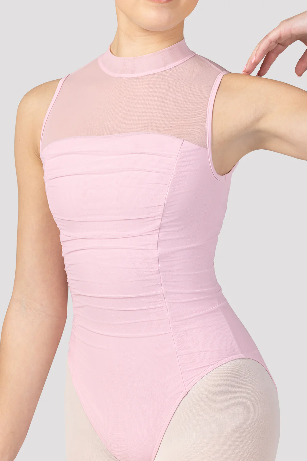 Ladies Fenella Ruched Bodice Mock Neck Leotard