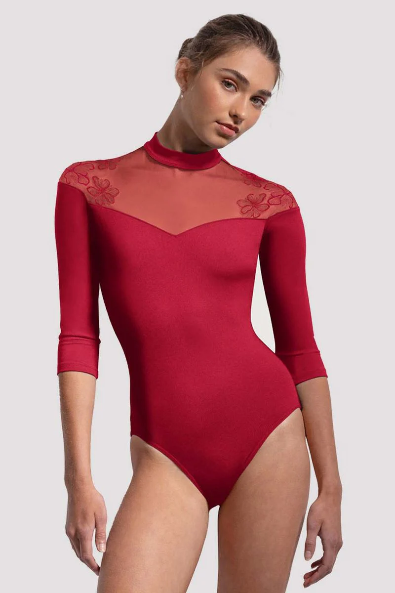 Ladies Calista Floral 3/4 Sleeve Leotard