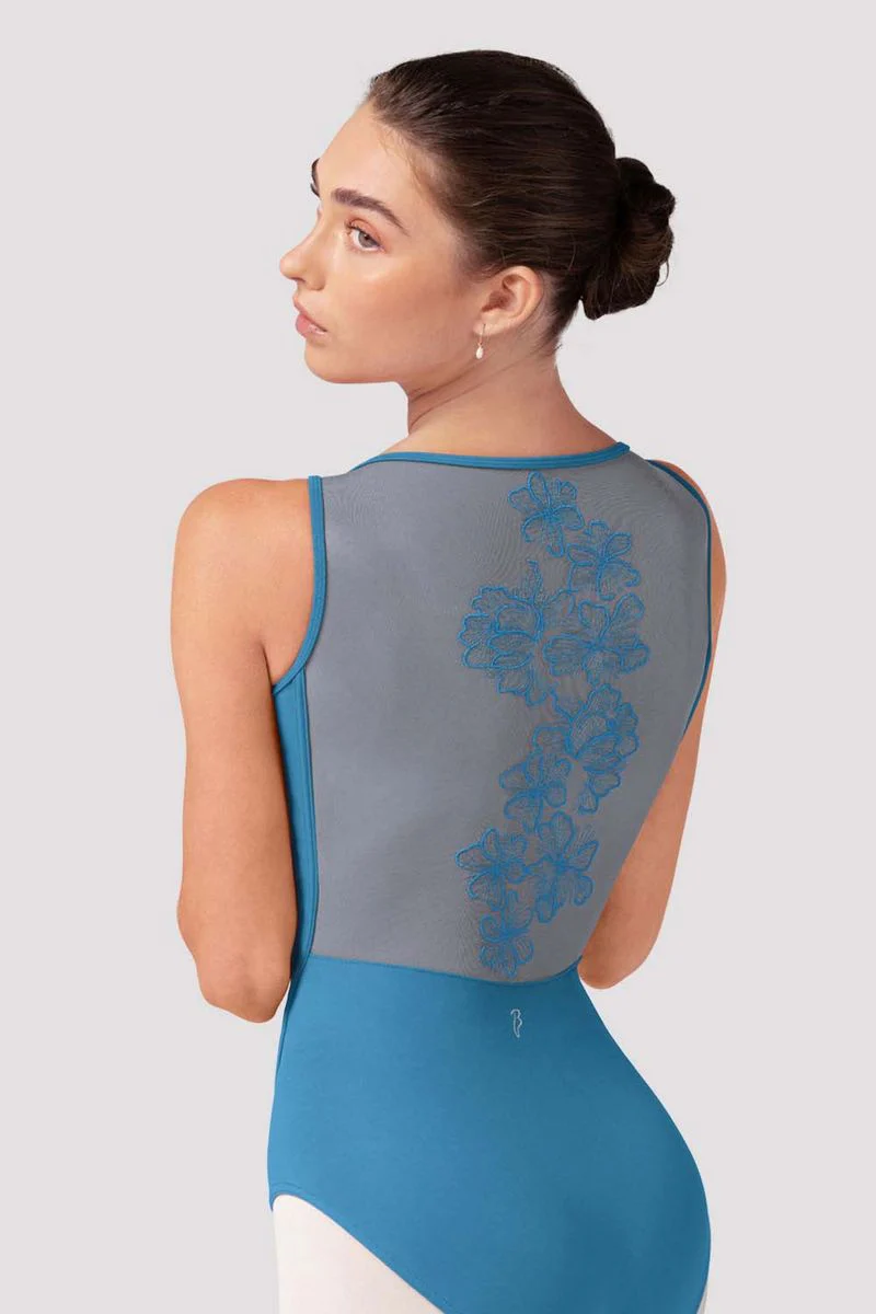 Ladies Emma Floral Boat Neck Leotard