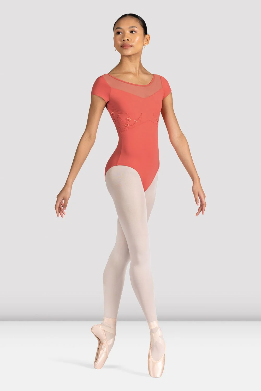 Ladies Aster Floral Cap Sleeve Leotard