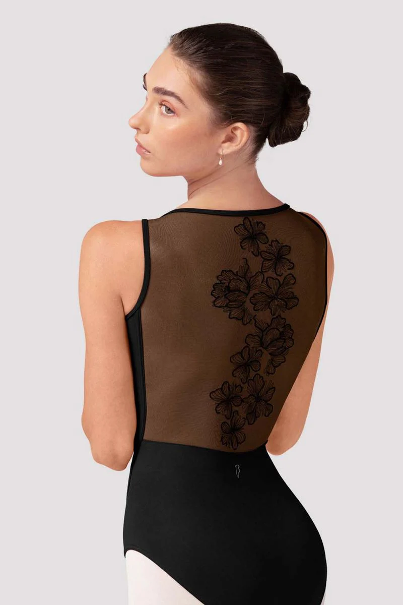 Ladies Emma Floral Boat Neck Leotard