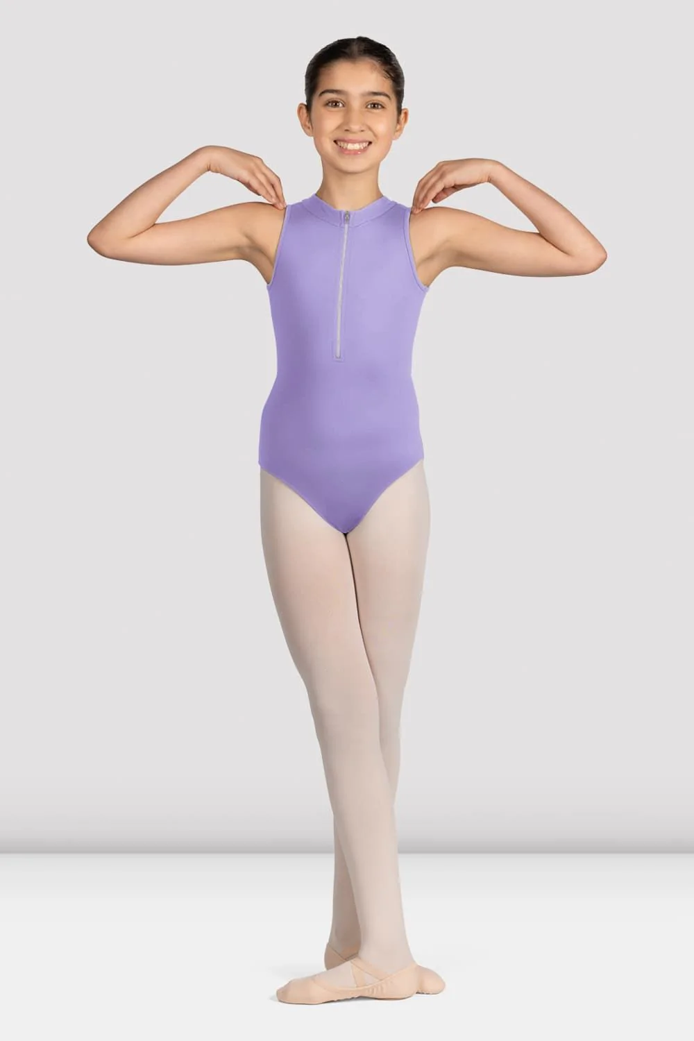 Girls Mirella Glow Girl Zip Front Leotard