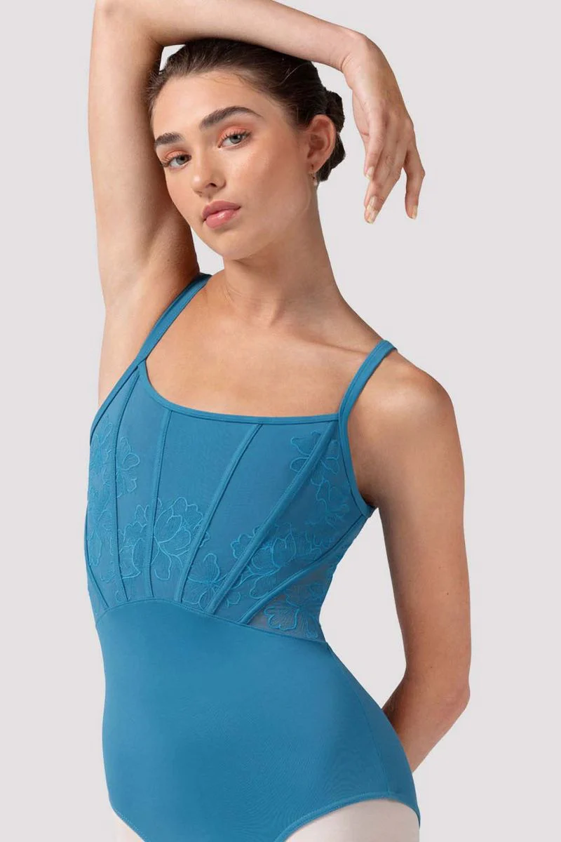 Ladies Mia Floral Mesh Back Leotard