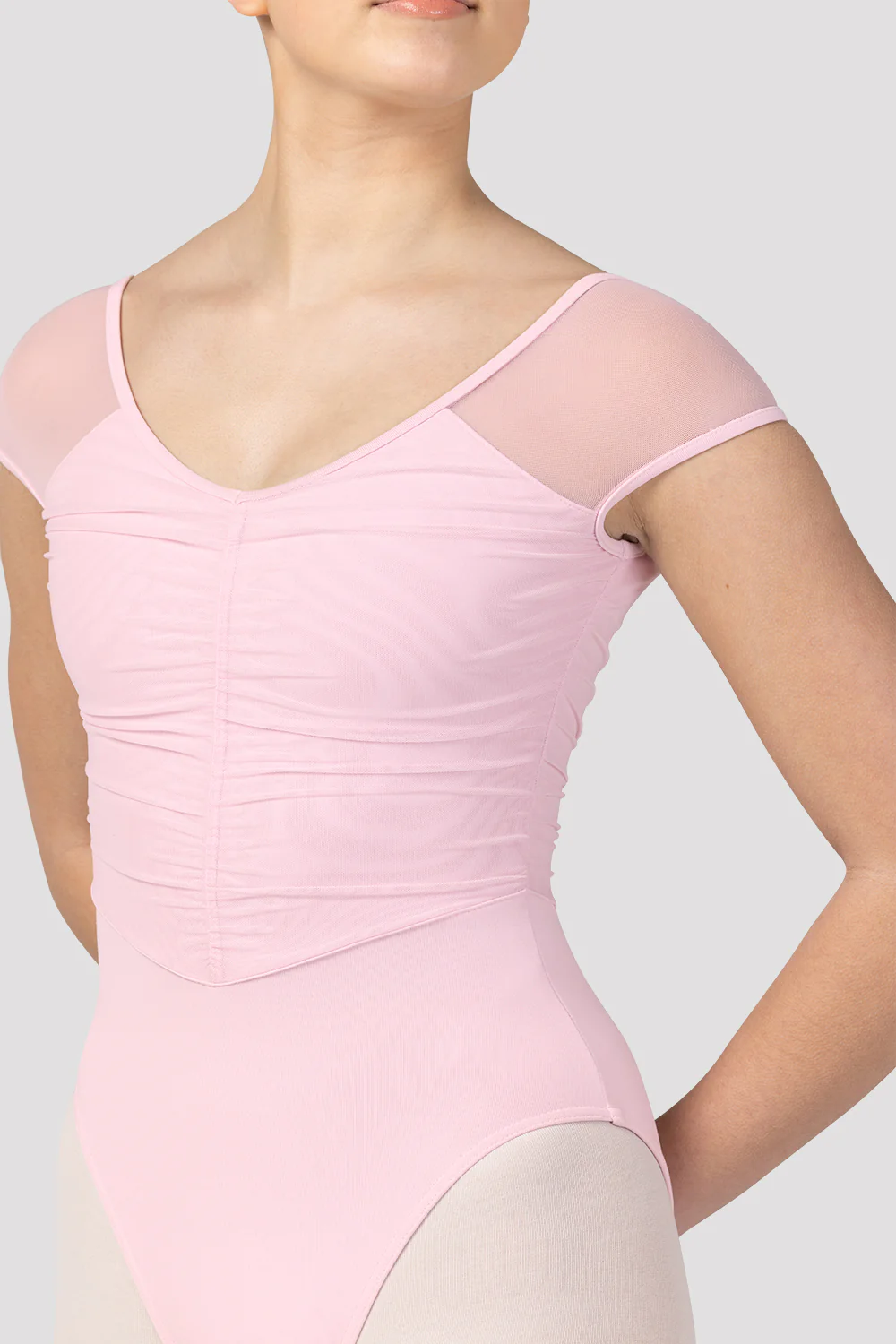 Ladies Flavia Ruched Bodice Cap Sleeve Leotard