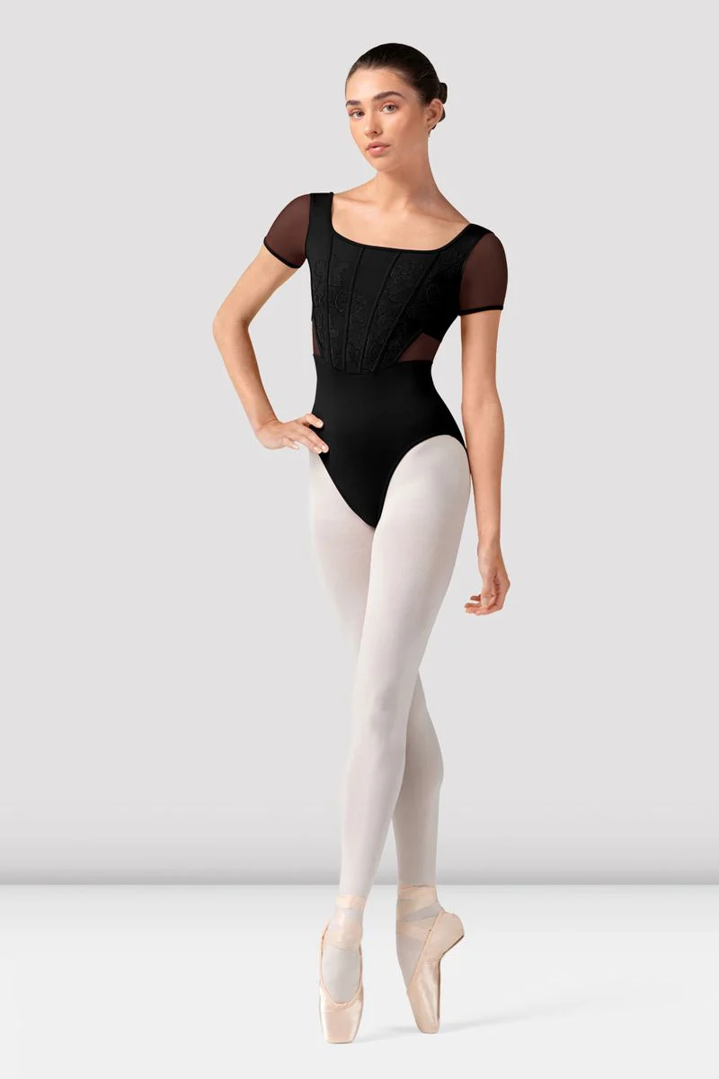 Ladies Olivia Floral Cap Sleeve Leotard