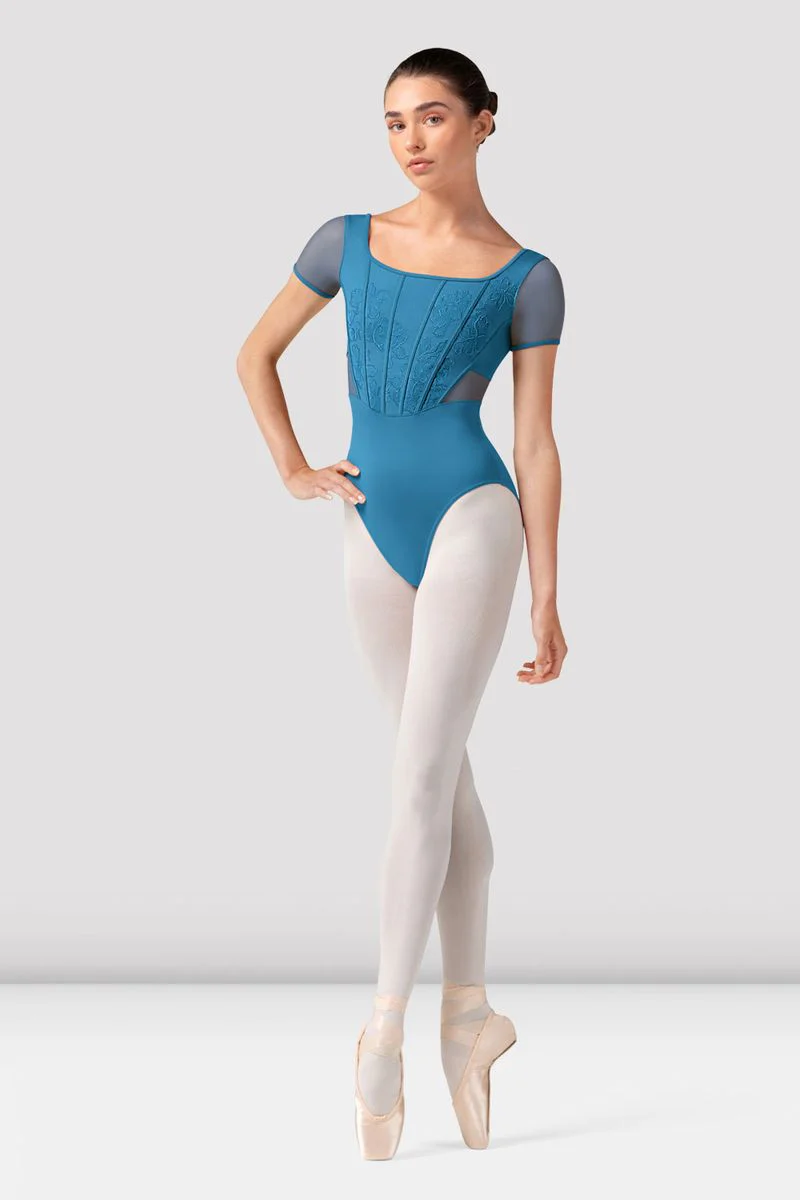 Ladies Olivia Floral Cap Sleeve Leotard
