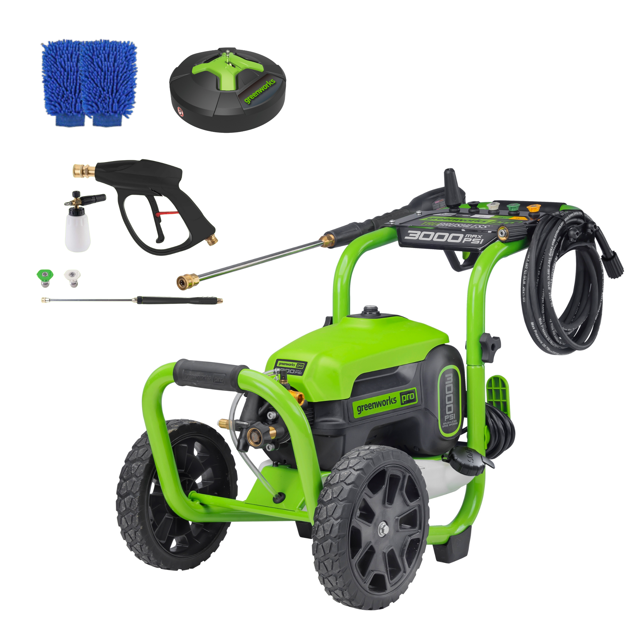 RENEWED 3000 PSI 2.0 GPM Cold Water Electric Pressure Washer Combo Kit w/ Short Gun, Mitts and 15