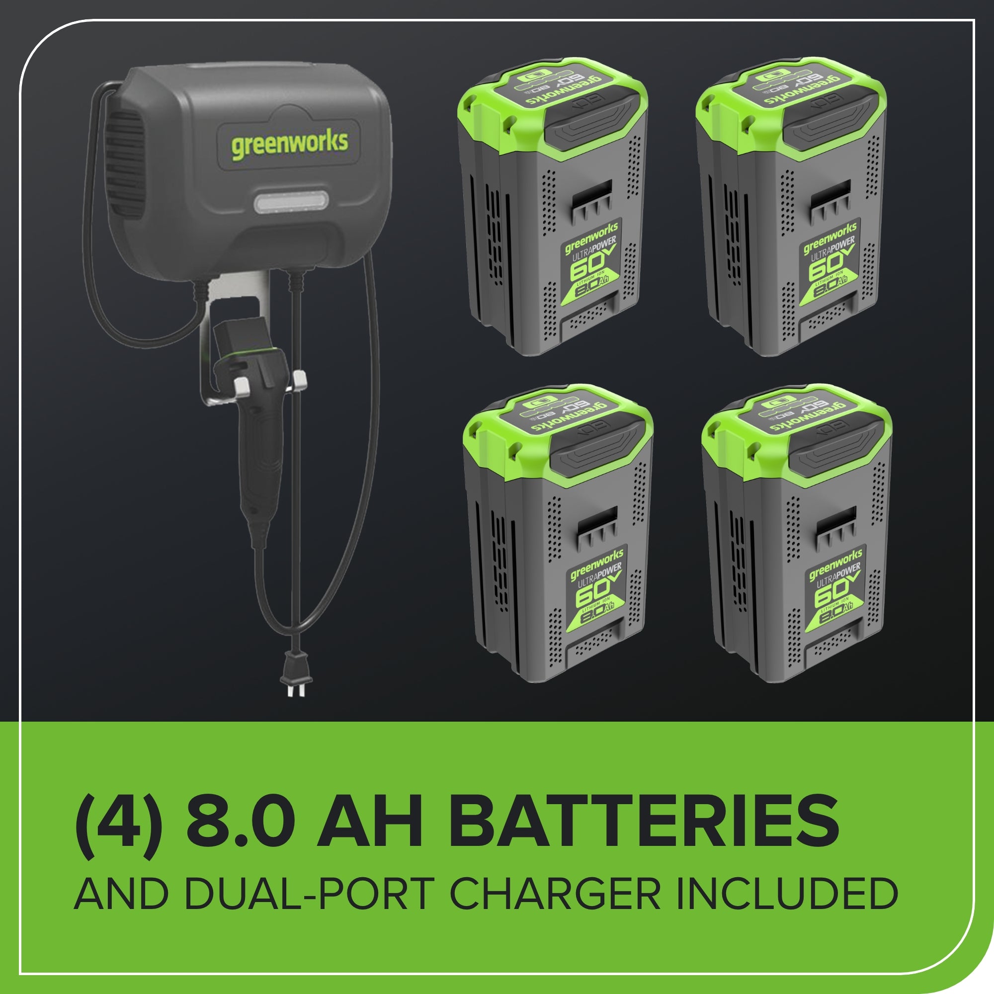 60V 30” CrossoverT Riding Lawn Tractor with (4) 8.0Ah Batteries & 600-Watt Charger