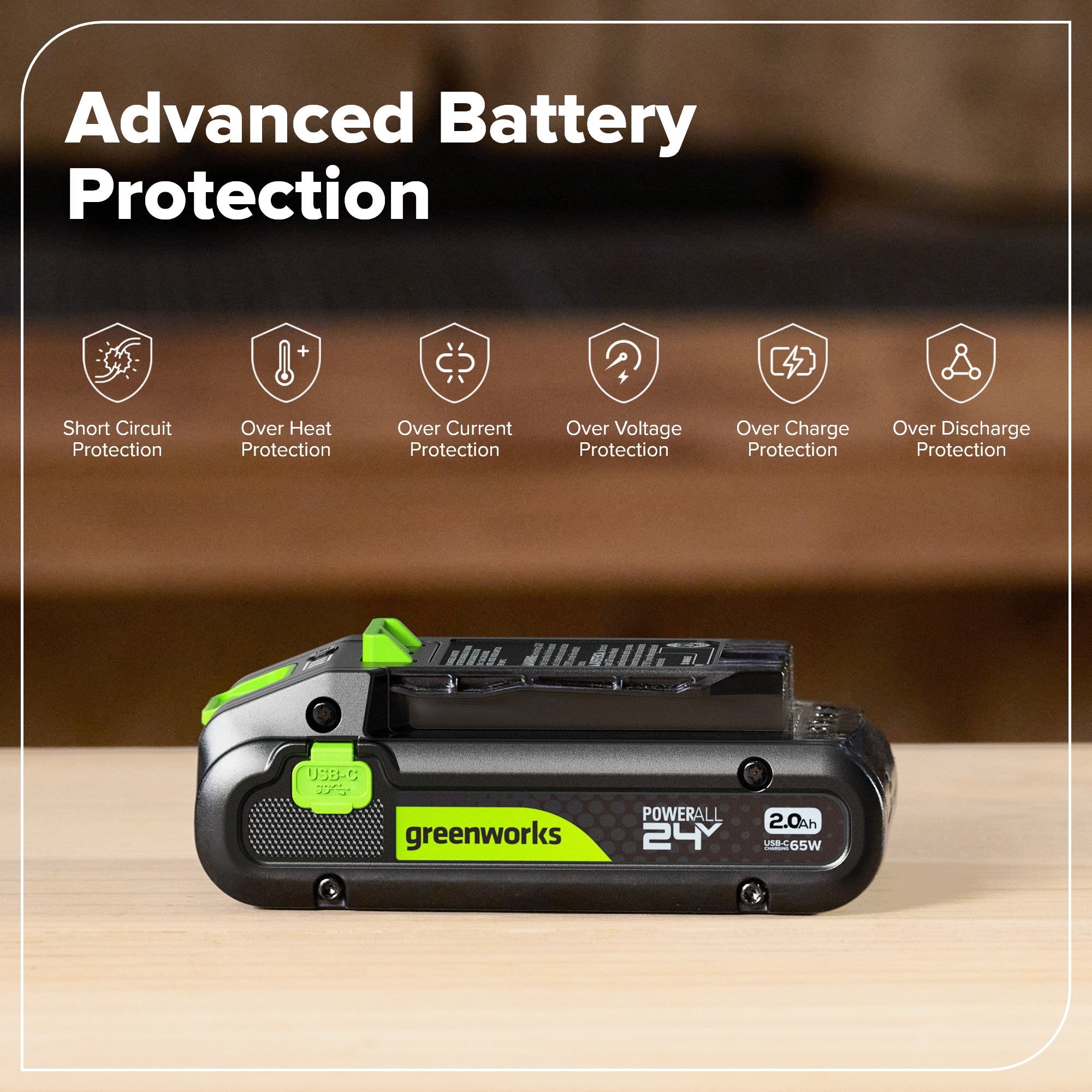 24V 2.0Ah Battery with Bi-Directional USB-C Port