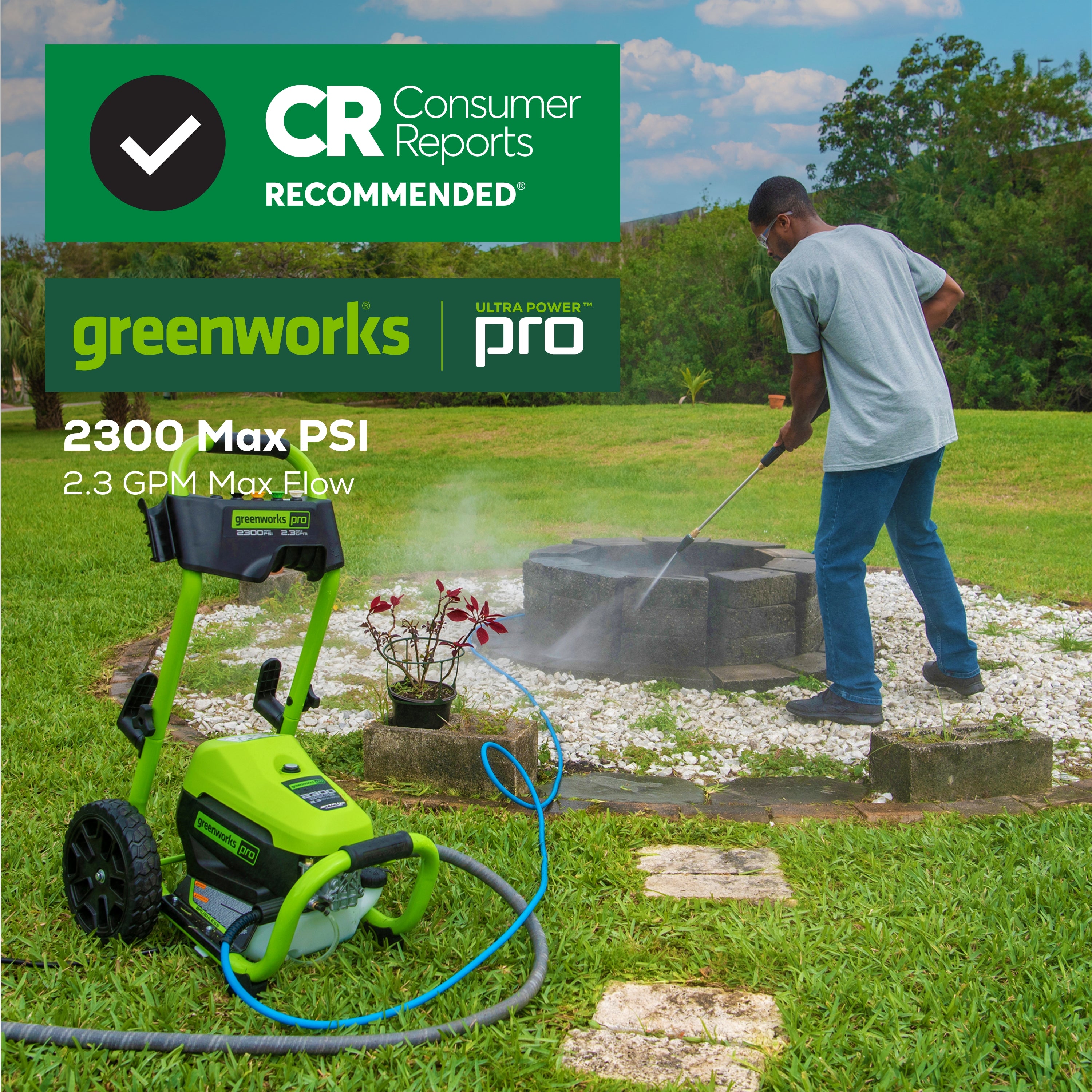 RENEWED 2300 PSI 1.2-GPM Cold Water Electric Pressure Washer