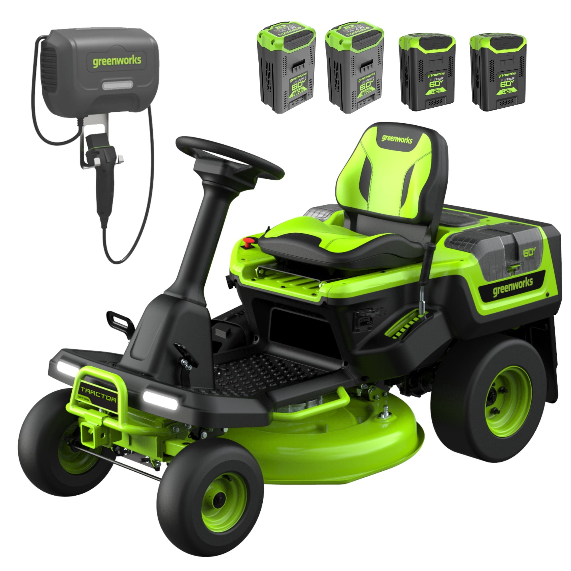 60V 30” CrossoverT Riding Lawn Tractor with (2) 8.0 Ah, (2) 4.0 Ah Batteries & 600-Watt Charger