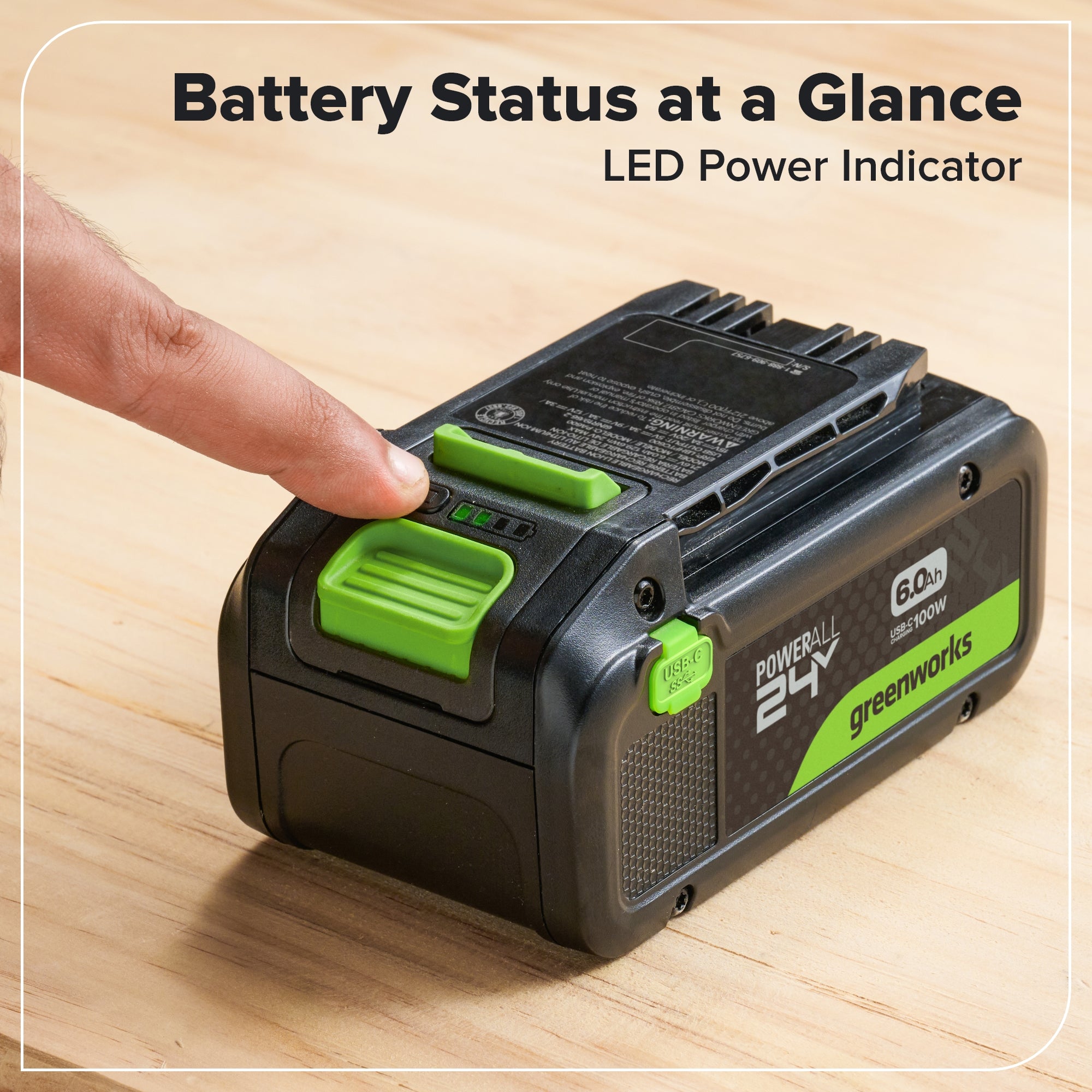 24V 6.0Ah Battery with Bi-Directional USB-C Port