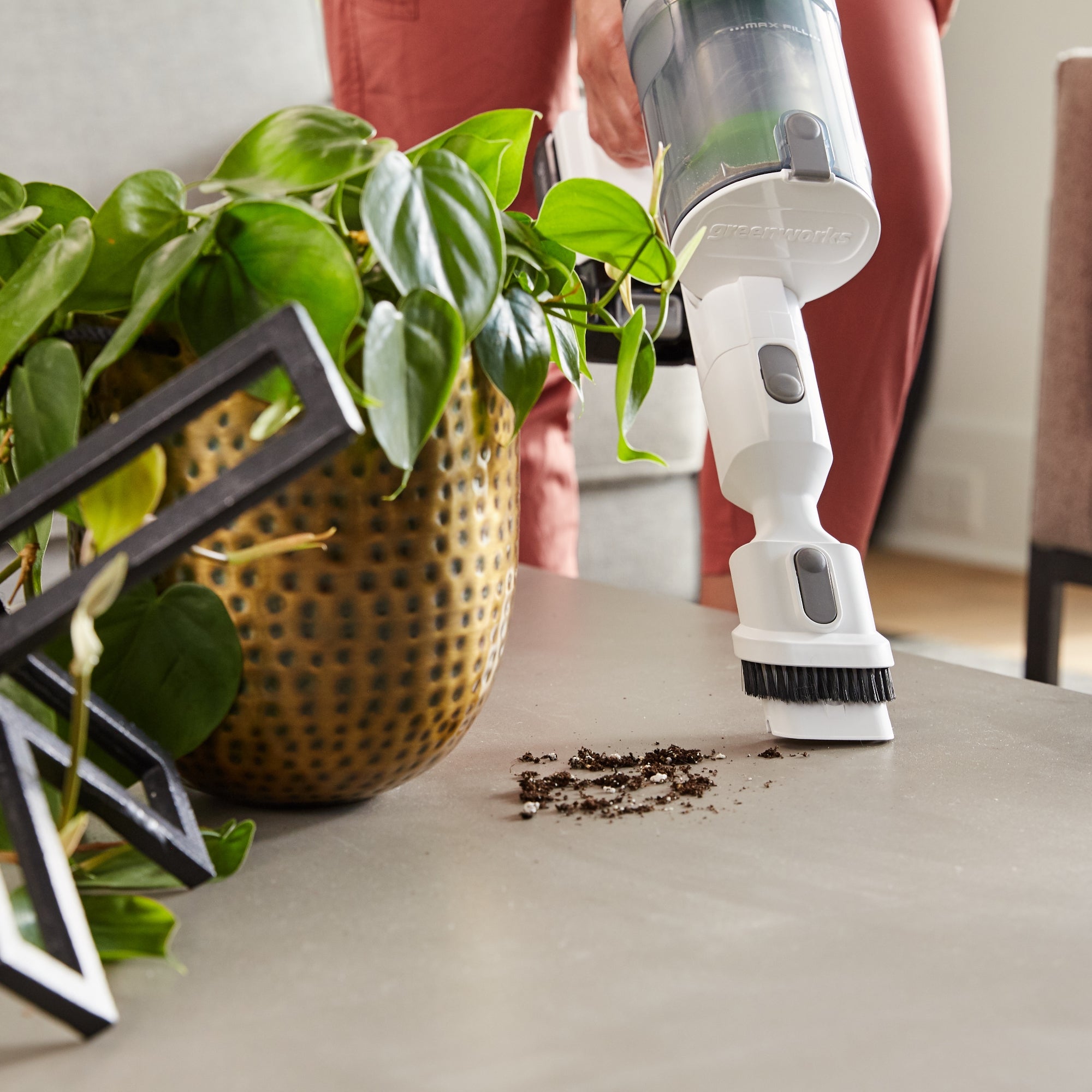 24V Cordless Battery White Stick Vacuum 3-in-1 Bundle w/ Two (2) 4.0Ah USB Batteries & Charging Stand